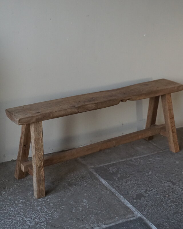 Rene Houtman Oud Eikenhouten Bankje | Nr 2 | H46xB120xD19 cm