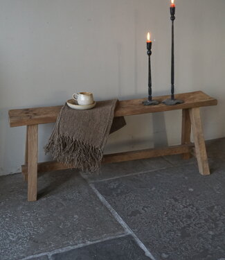 Rene Houtman Oud Eikenhouten Bankje | Nr 3 | H45xB120xD21 cm