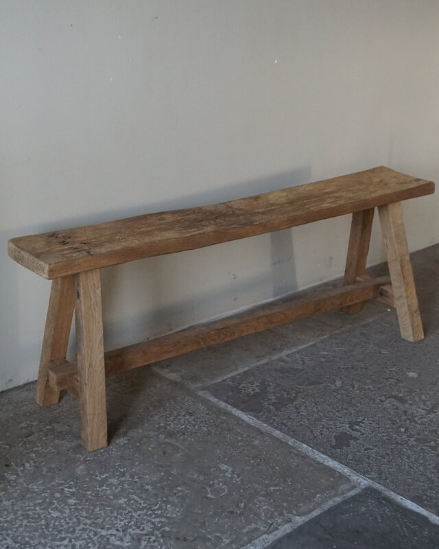 Rene Houtman Oud Eikenhouten Bankje | Nr 3 | H45xB120xD21 cm
