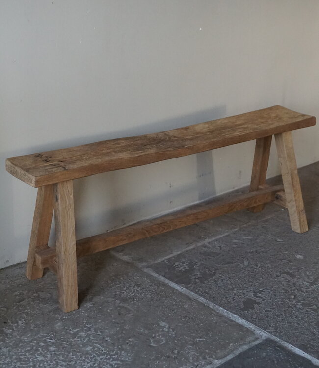 Rene Houtman Oud Eikenhouten Bankje | Nr 3 | H45xB120xD21 cm