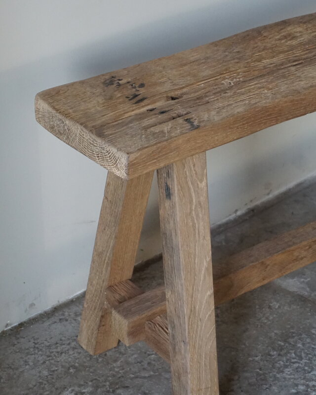 Rene Houtman Oud Eikenhouten Bankje | Nr 3 | H45xB120xD21 cm