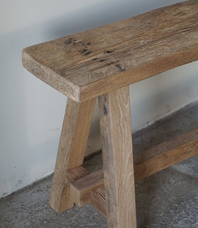 Rene Houtman Oud Eikenhouten Bankje | Nr 3 | H45xB120xD21 cm