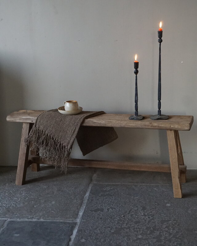 Rene Houtman Oud Eikenhouten Bankje | Nr 4 | H46xB120xD21 cm