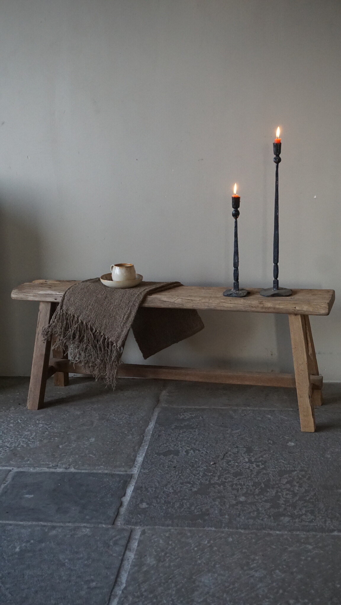 Rene Houtman Oud Eikenhouten Bankje | Nr 4 | H46xB120xD21 cm