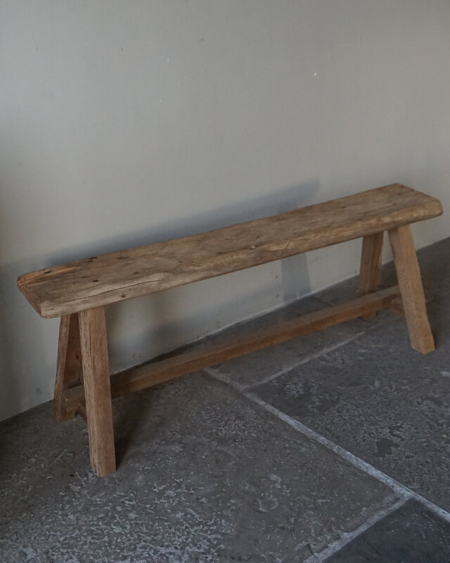 Rene Houtman Oud Eikenhouten Bankje | Nr 4 | H46xB120xD21 cm