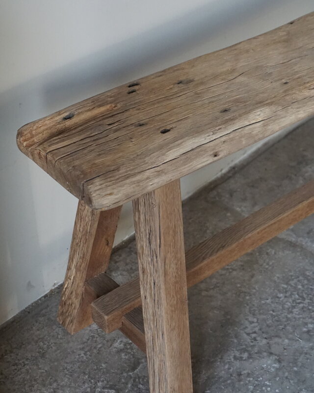 Rene Houtman Oud Eikenhouten Bankje | Nr 4 | H46xB120xD21 cm