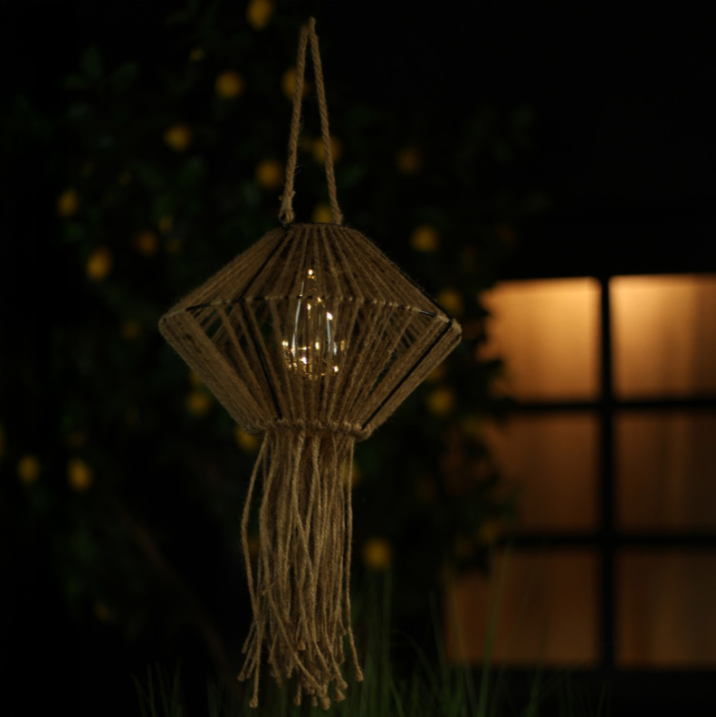 Rene Houtman Hanglamp Solar LED Ruit Dagmar Naturel - H21 x B29 x L8 Cm