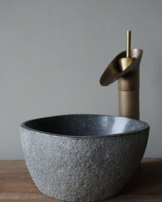 Rene Houtman Kleine Stenen Waskom + Spoelgat | H13,5 x B25,5 x D21 cm