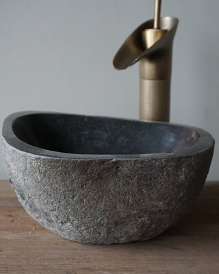 Rene Houtman Kleine Stenen Waskom + Spoelgat | H13 x B27 x D22,5 cm
