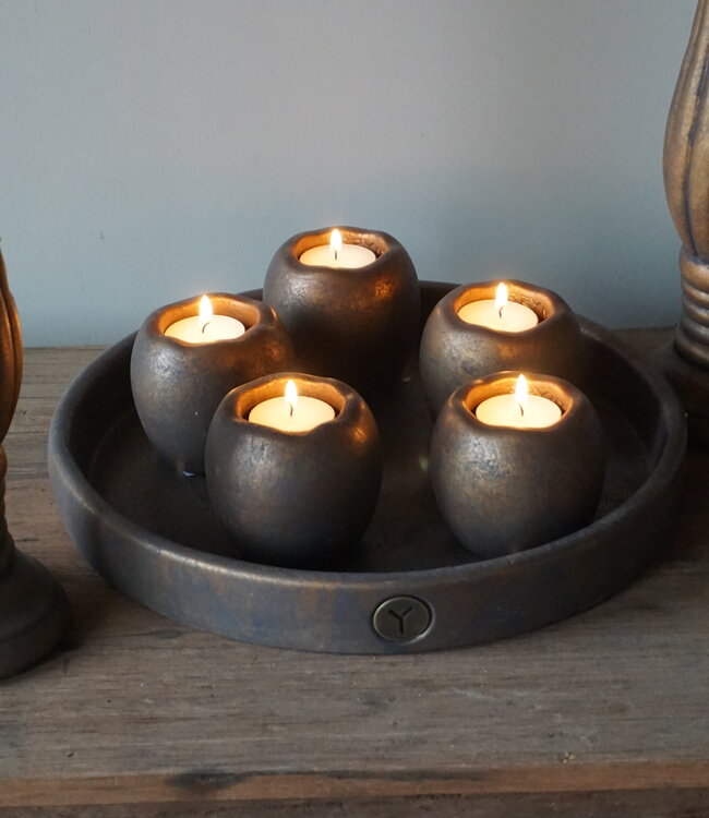 Brynxz Set Van 5 Theelichthouders Op Schaal | Majestic Goud