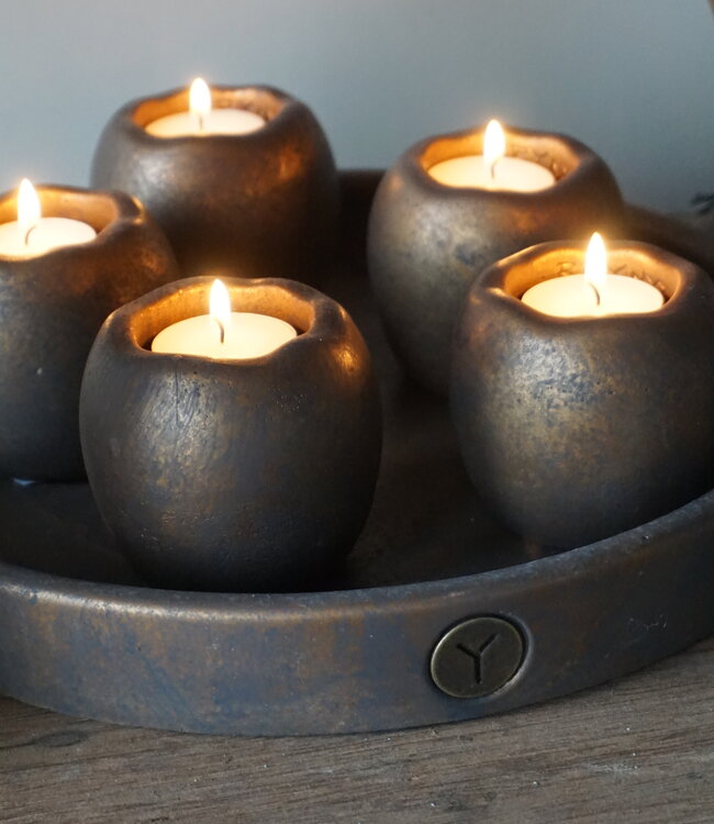 Brynxz Set Van 5 Theelichthouders Op Schaal | Majestic Goud