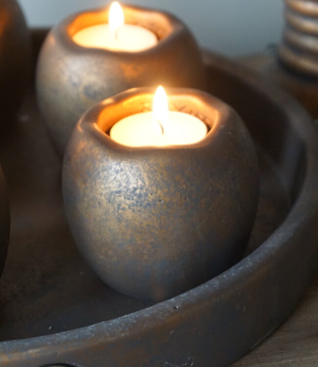 Brynxz Set Van 5 Theelichthouders Op Schaal | Majestic Goud