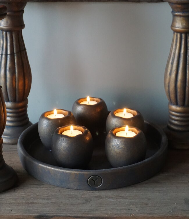 Brynxz Set Van 5 Theelichthouders Op Schaal | Majestic Goud