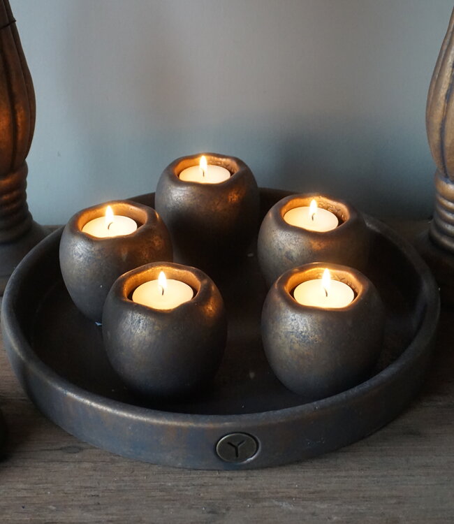 Brynxz Set Van 5 Theelichthouders Op Schaal | Majestic Goud