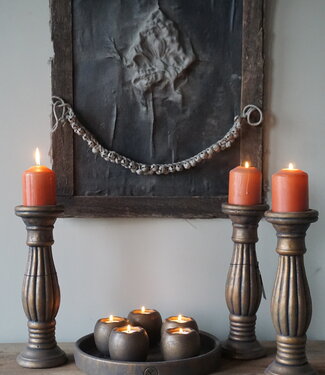 Rene Houtman Wanddoek | Uniek | Oud Eikenhout | Ornament | H65xB48 cm