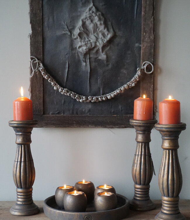 Rene Houtman Wanddoek | Uniek | Oud Eikenhout | Ornament | H65xB48 cm