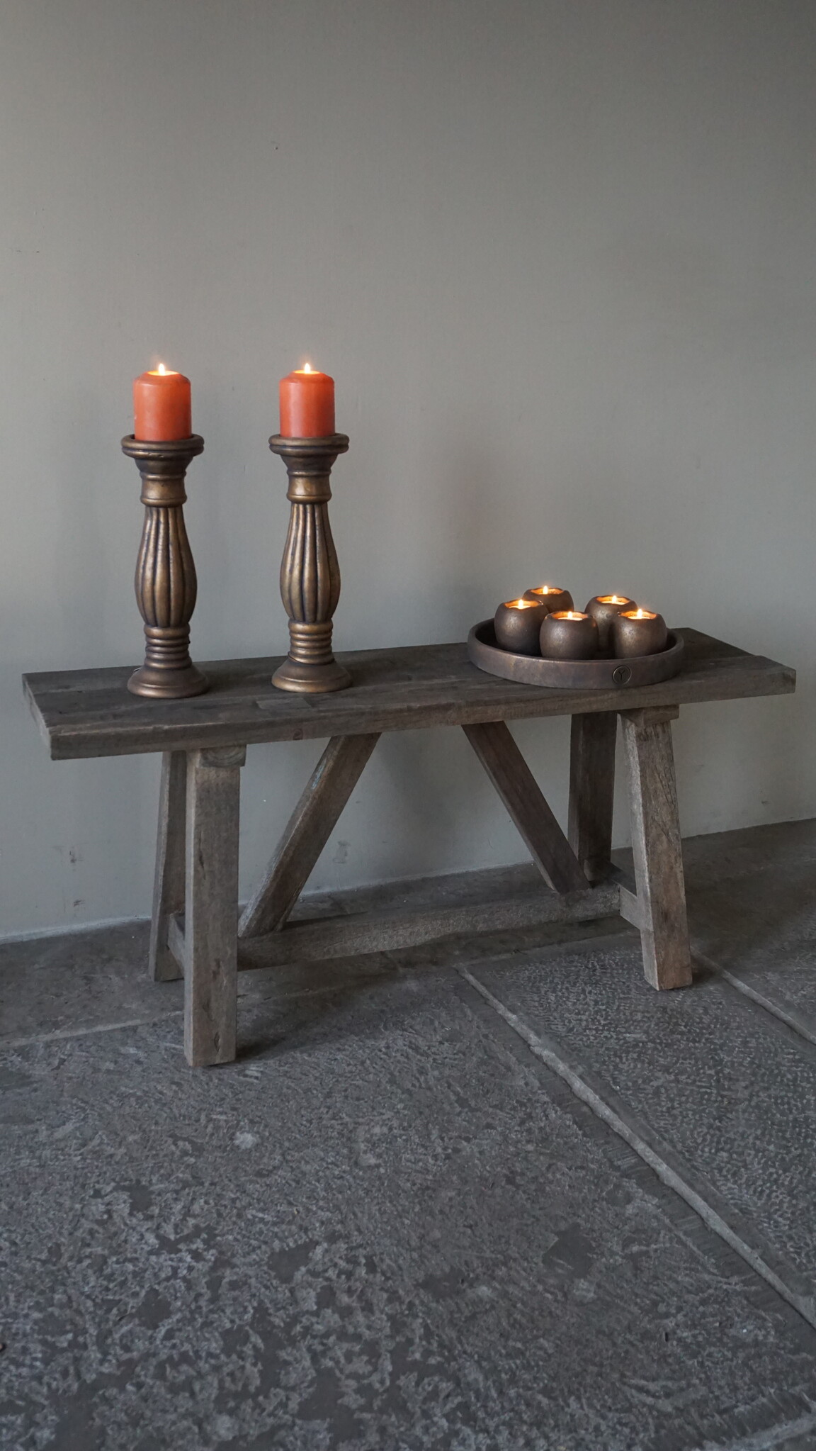 Luksa Home Collection Oud Houten Bankje | H46 x B100 x D29 cm