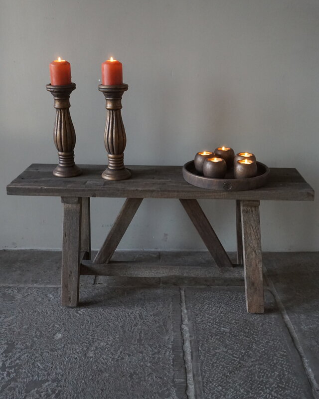 Luksa Home Collection Oud Houten Bankje | H46 x B100 x D29 cm