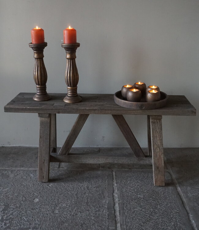 Luksa Home Collection Oud Houten Bankje | H46 x B100 x D29 cm