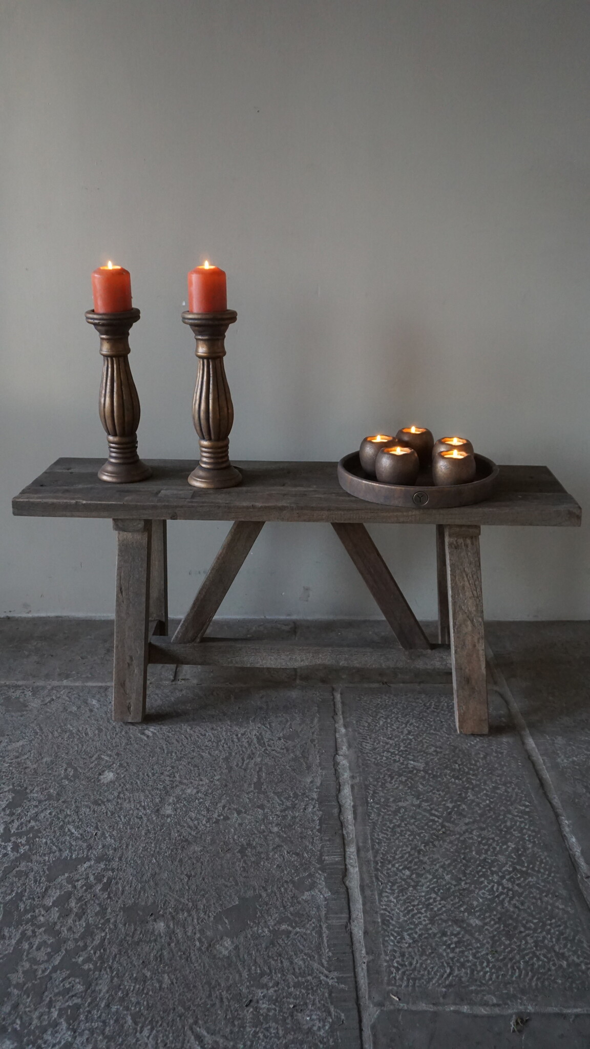 Luksa Home Collection Oud Houten Bankje | H46 x B100 x D29 cm