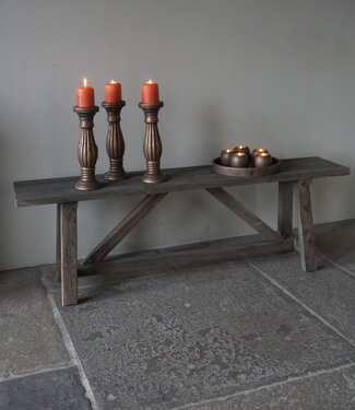Luksa Home Collection Oud Houten Bankje | H45 x B140 x D28,5 cm