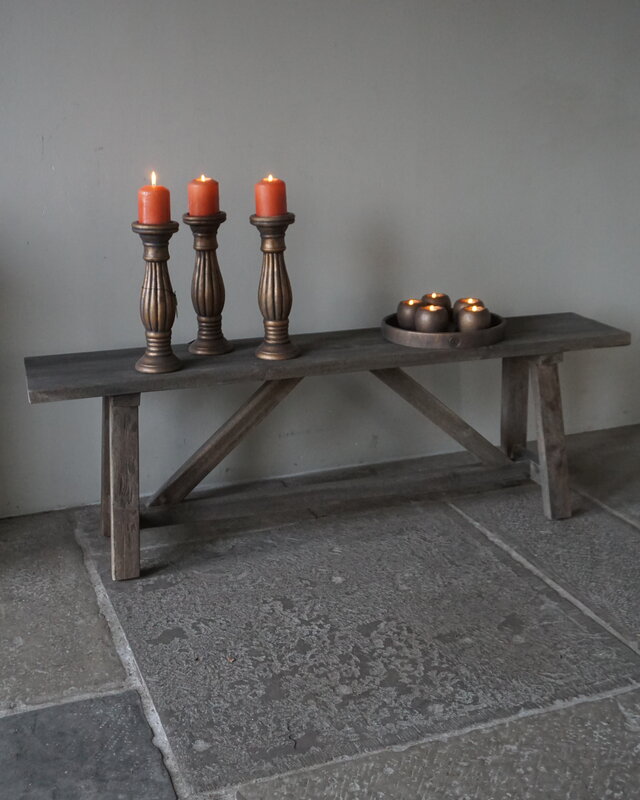Luksa Home Collection Oud Houten Bankje | H45 x B140 x D28,5 cm