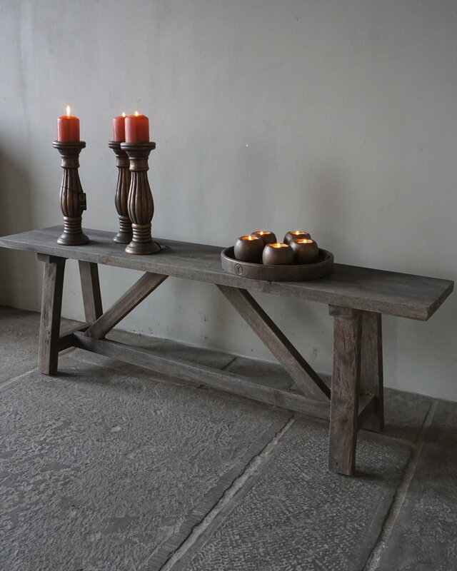 Luksa Home Collection Oud Houten Bankje | H45 x B140 x D28,5 cm