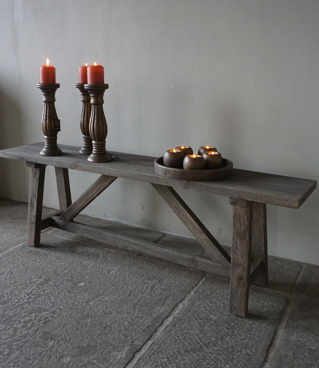Luksa Home Collection Oud Houten Bankje | H45 x B140 x D28,5 cm