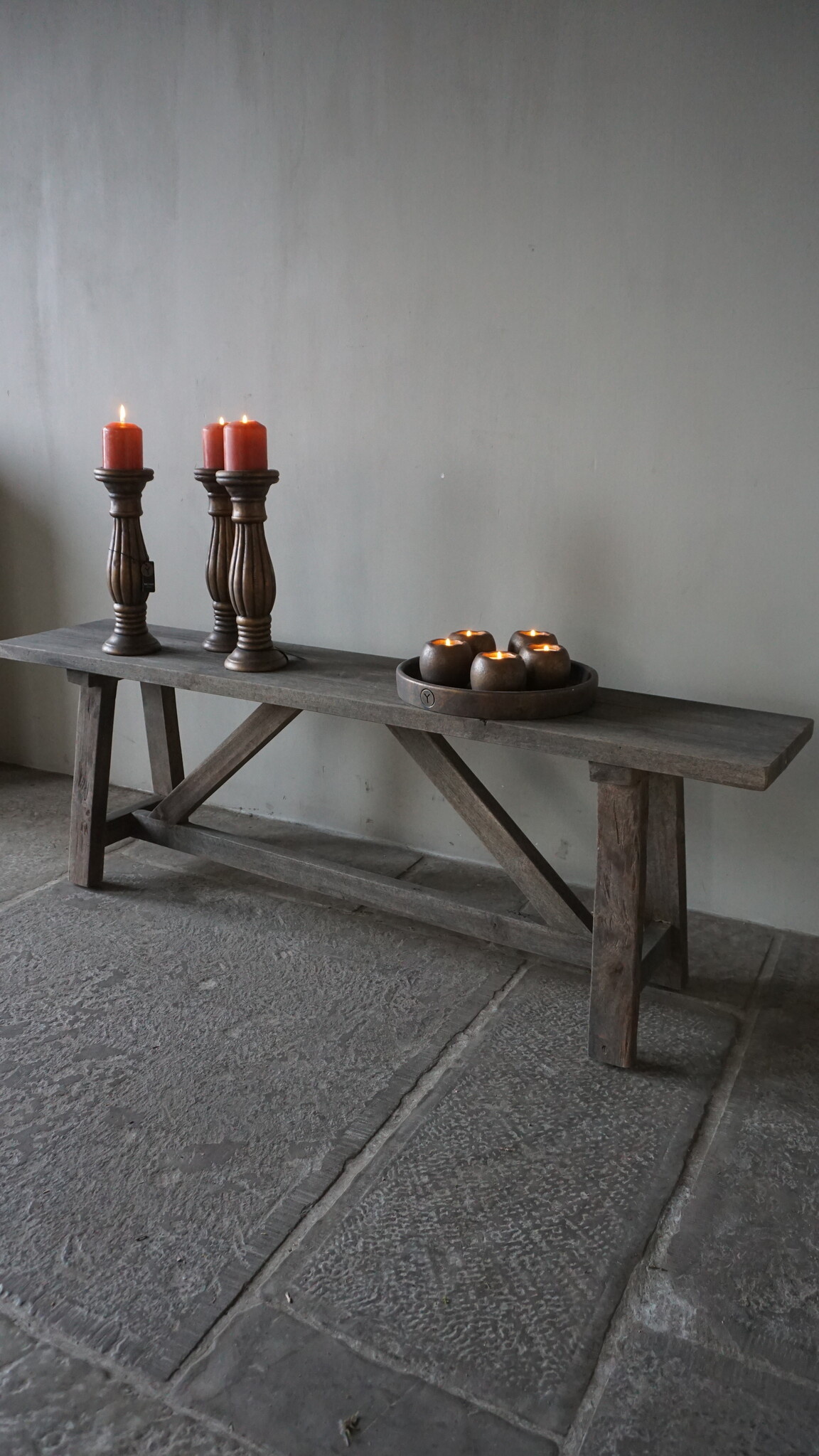 Luksa Home Collection Oud Houten Bankje | H45 x B140 x D28,5 cm