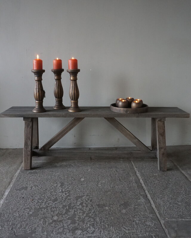 Luksa Home Collection Oud Houten Bankje | H45 x B140 x D28,5 cm