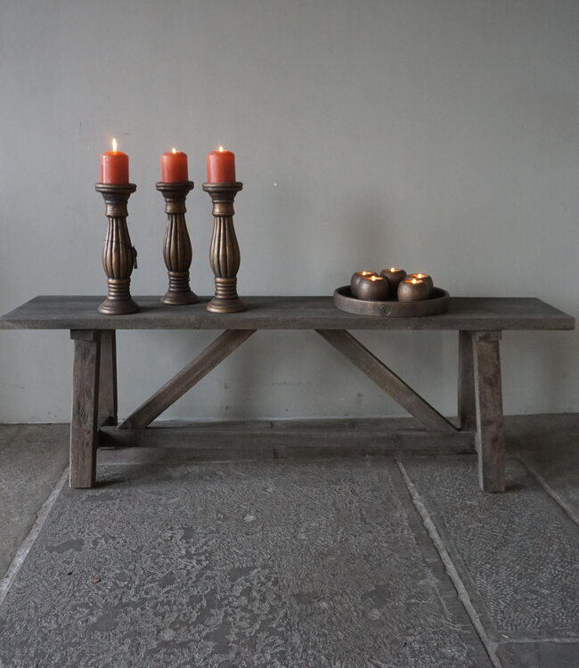 Luksa Home Collection Oud Houten Bankje | H45 x B140 x D28,5 cm