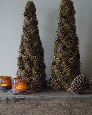 Rene Houtman Kerstboom Mos Met Dennenappels | H65 cm
