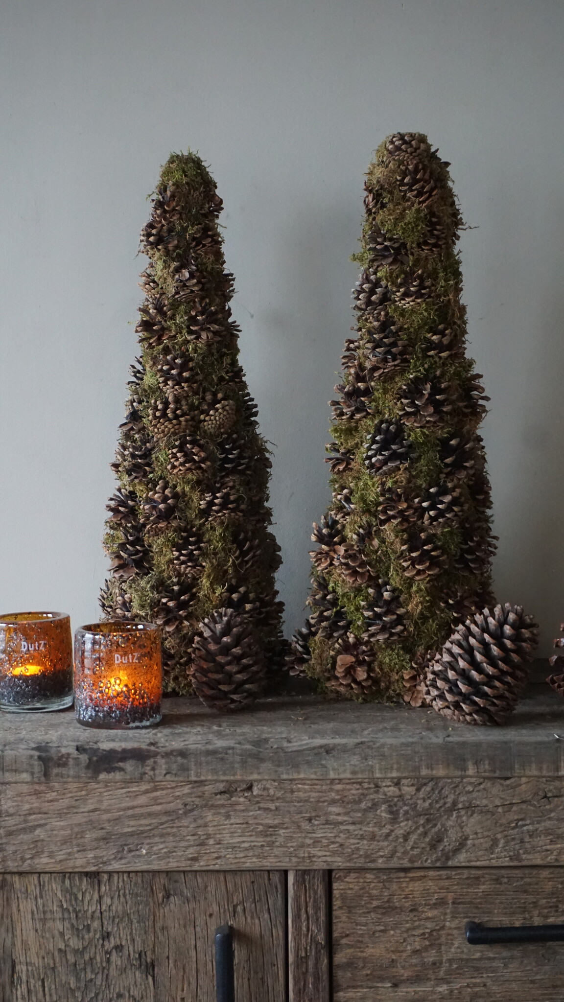Rene Houtman Kerstboom Mos Met Dennenappels | H65 cm