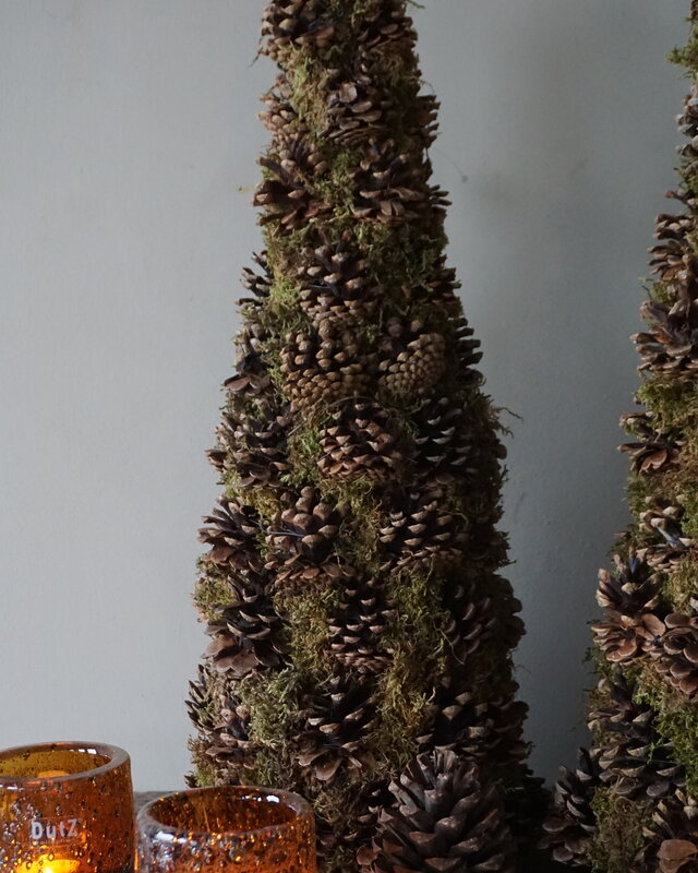 Rene Houtman Kerstboom Mos Met Dennenappels | H65 cm