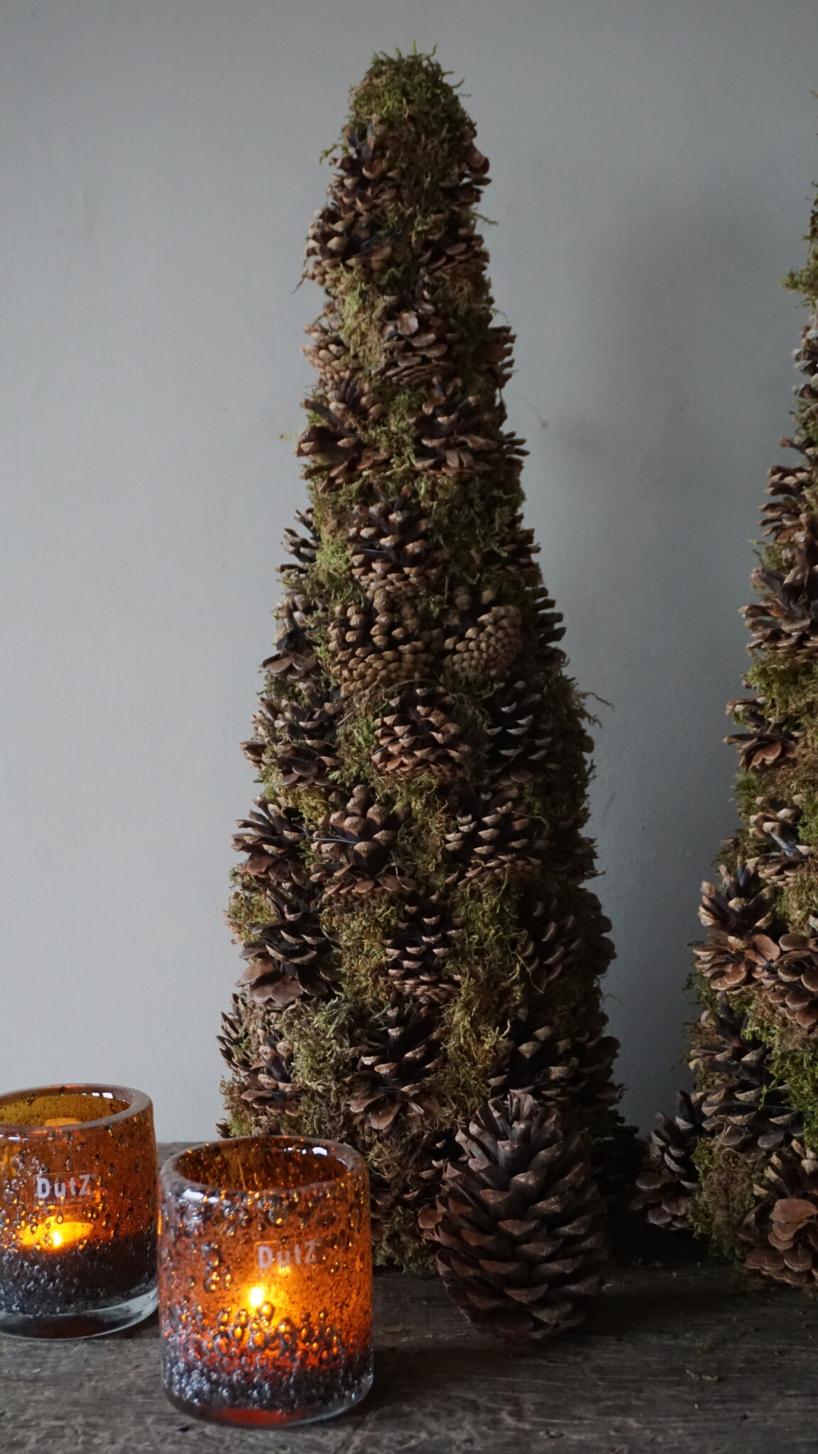 Rene Houtman Kerstboom Mos Met Dennenappels | H65 cm