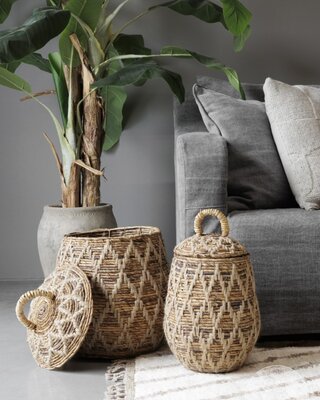Be-Uniq Manden Met Deksel | Set Van 2 | Bananenblad