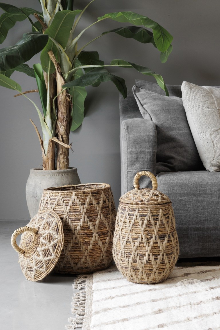 Be-Uniq Manden Met Deksel | Set Van 2 | Bananenblad