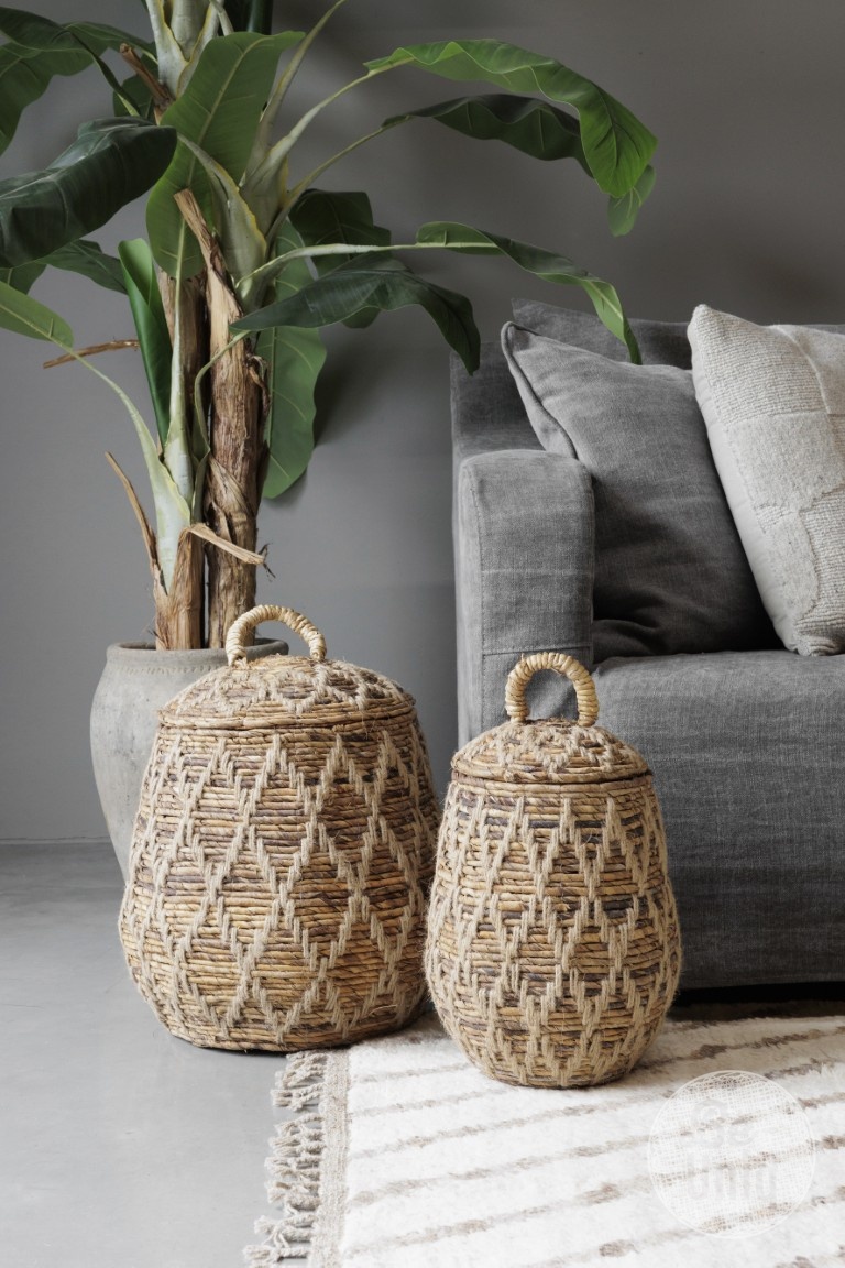 Be-Uniq Manden Met Deksel | Set Van 2 | Bananenblad