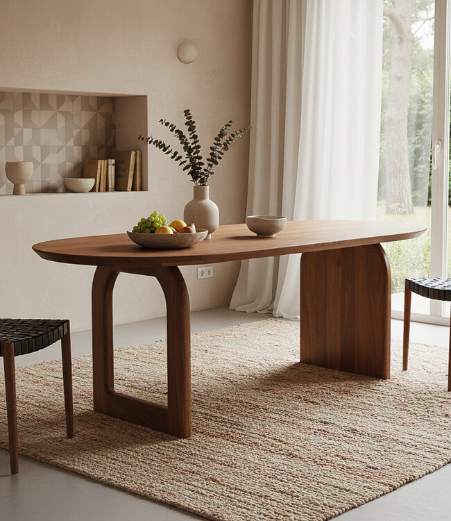 Raw Materials Amsterdam Bullnose Eettafel | Bruin | Mix | H76 x B180 x D90 cm