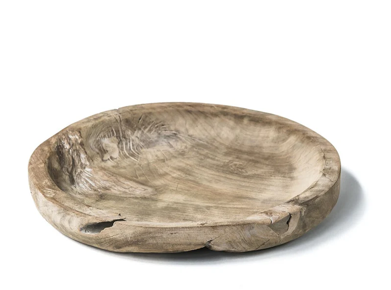 Gommaire Low Round Bowl Small - Teak - Naturel Grijs