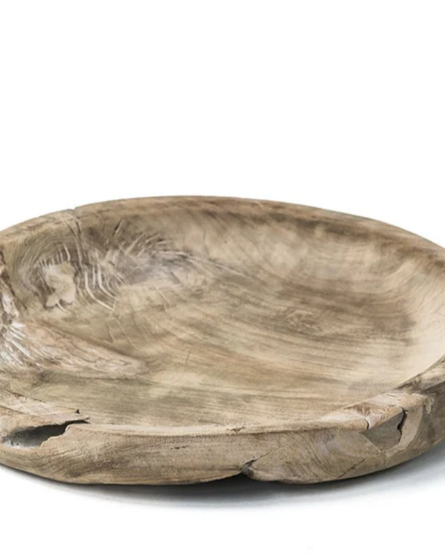 Gommaire Low Round Bowl Large - Teak - Naturel Grijs