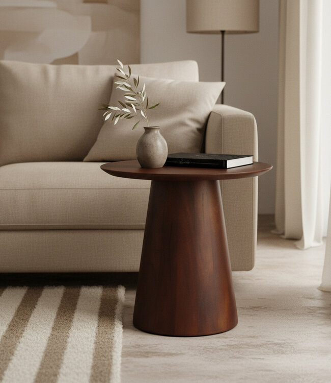 Raw Materials Amsterdam Bullnose Bijzettafel | Mangohout | Bruin | Ø 50 cm