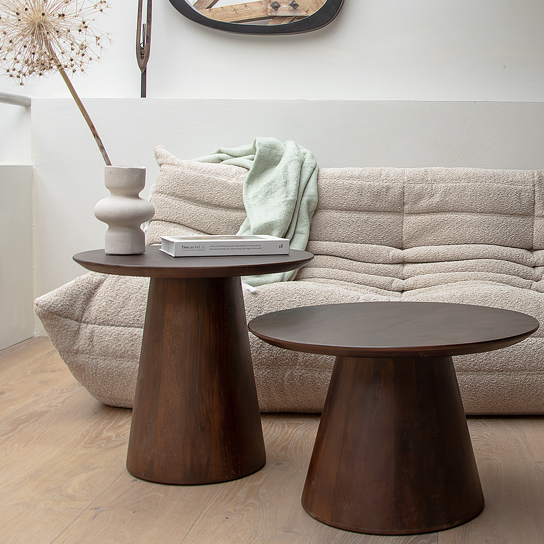 Raw Materials Amsterdam Bullnose Bijzettafel | Mangohout | Bruin | Ø 50 cm
