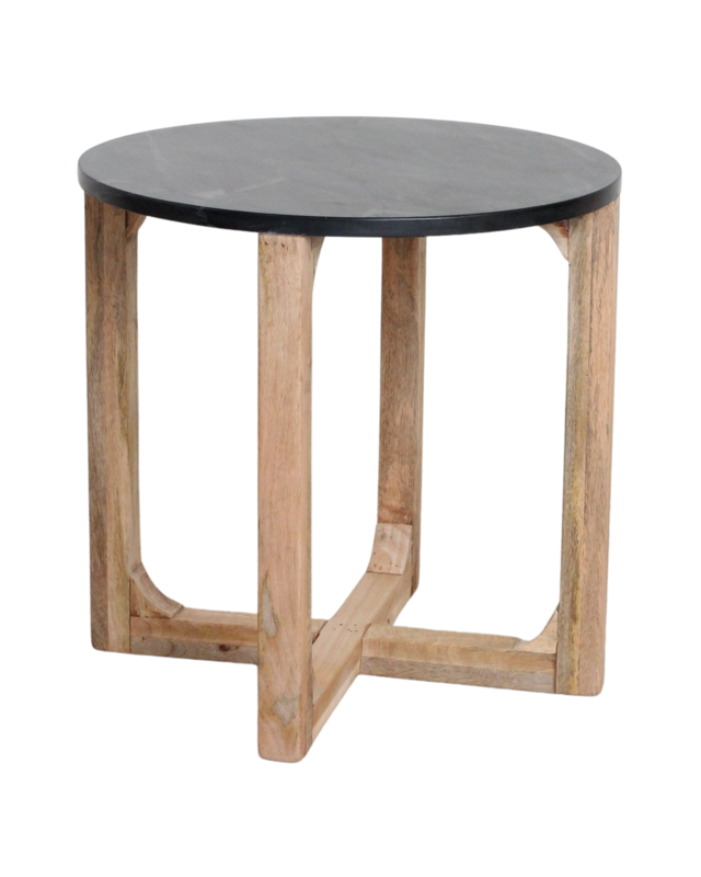 Raw Materials Amsterdam Bijzettafel | Marmer | Rond | Zwart | H50 x D40 cm