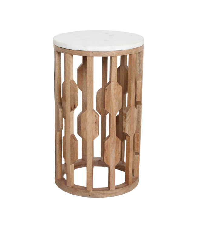Raw Materials Amsterdam Bijzettafel Atjeh | Marmer | Wit | H50 x D40 cm