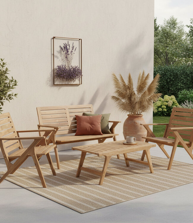 Raw Materials Amsterdam Tuinbank Odin | Teak  | L122 cm x B60 x H80 cm