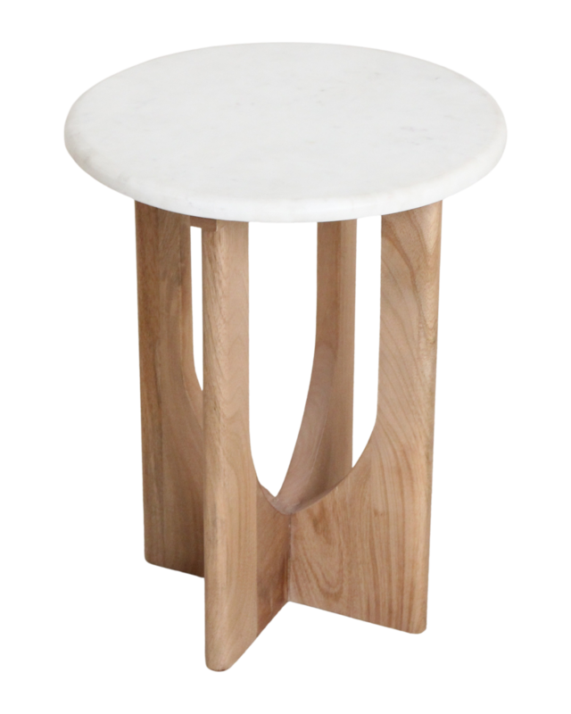Raw Materials Amsterdam Bijzettafel Kuching | Marmer | Wit | H50 x D40 cm