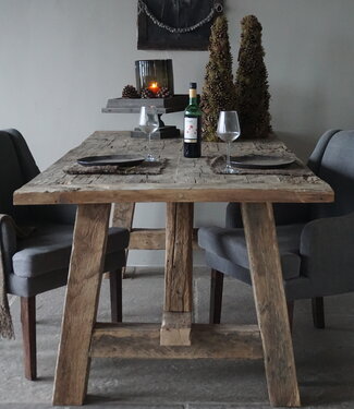 Rene Houtman Oud Eikenhouten Kloostertafel | H79xB220xD100