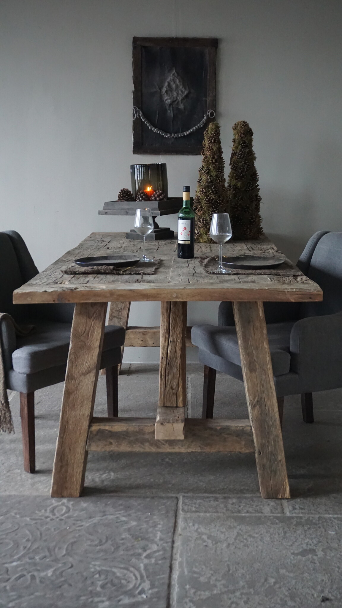 Rene Houtman Oud Eikenhouten Kloostertafel | H79xB220xD100