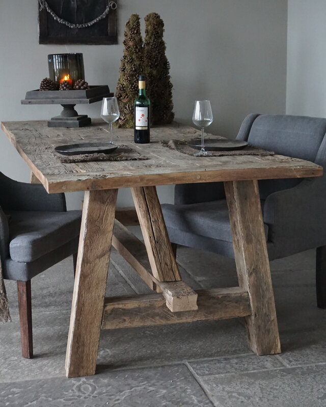 Rene Houtman Oud Eikenhouten Kloostertafel | H79xB220xD100